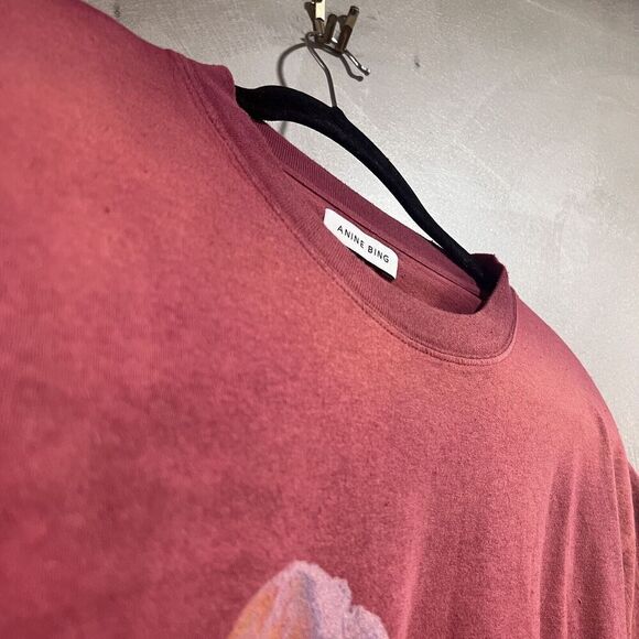 Anine Bing Ida Organic Cotton Bowie Tee Red Medium SAMPLE NEW - Picture 3 of 9